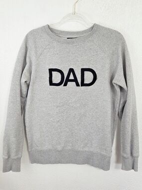 Ron Dorff DAD sweatshirt heather gray embroidered spellout athletic men's medium